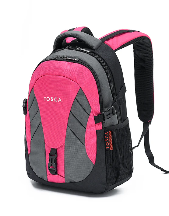 Tosca 42cm-H Intermediate or Primary multi compartment back pack TCA941-Pink-grey - Image 2