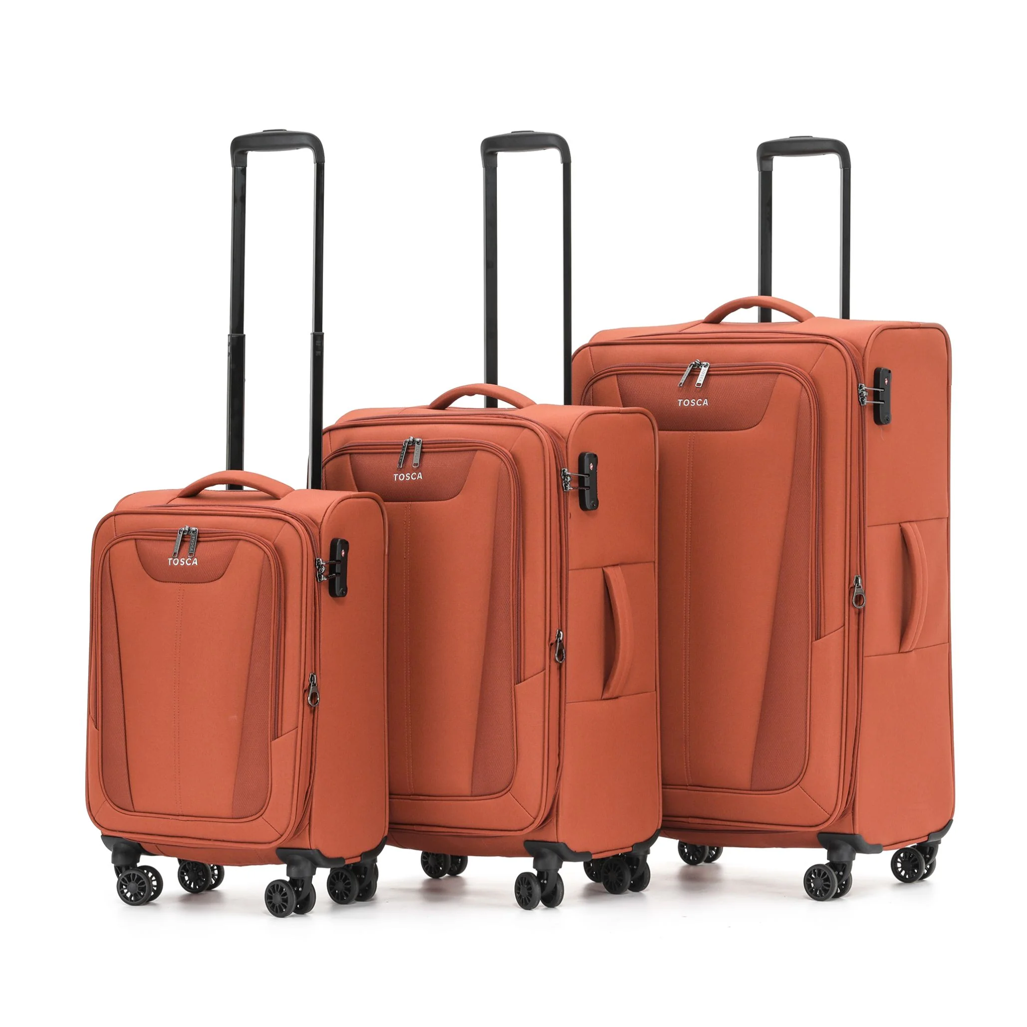 Tosca Altitude Collection Full Set 78/66/55 Softside checked four-wheel trolley cases TCA188set-Rust - Image 2