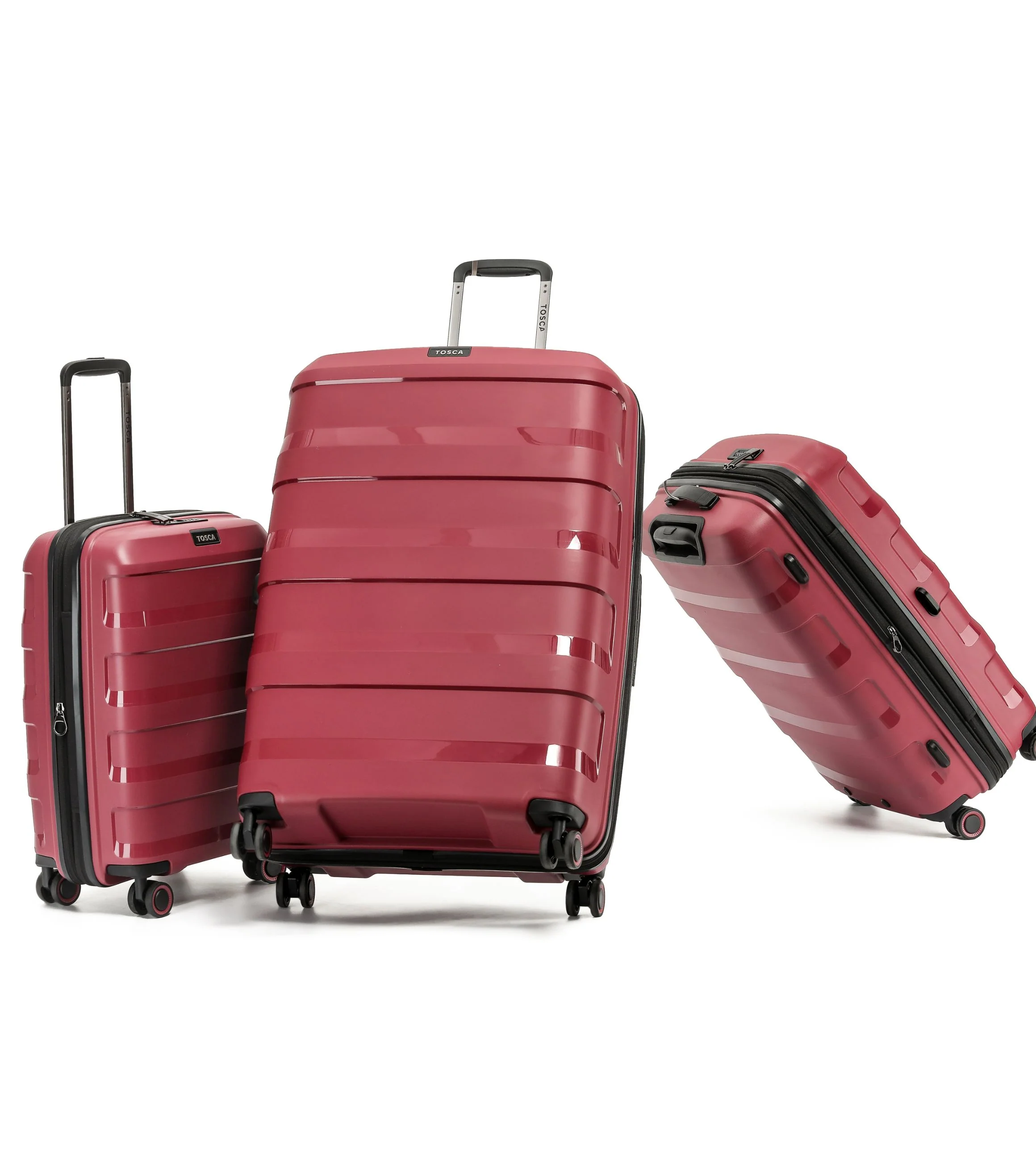 Tosca Comet Collection Full-set 78-67-55cm-H Polypropylene hard side Trolley cases TCA200-Set Rumba Red - Image 2