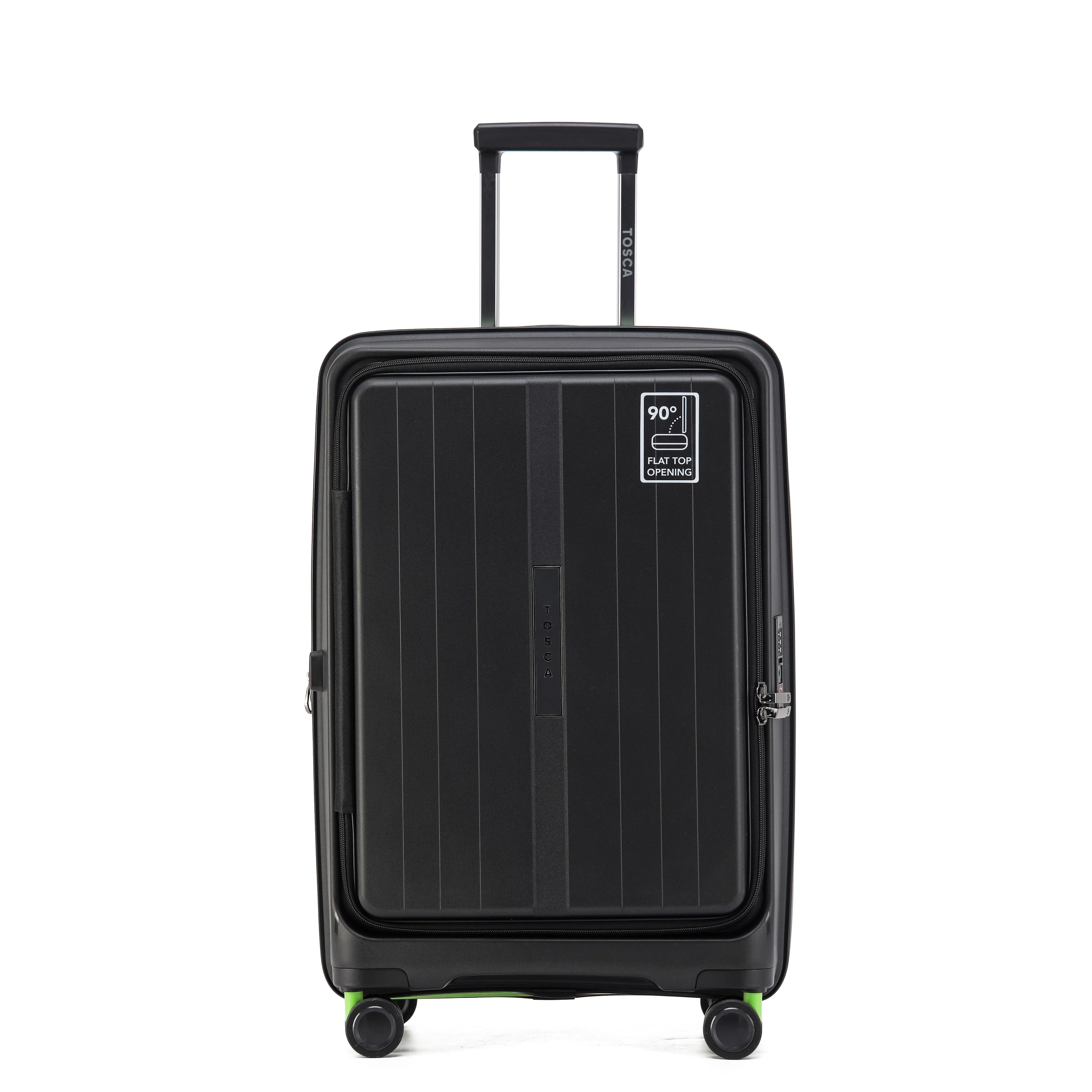 Tosca Cruiser Collection 67cm Polypropylene Front access top lid opening Trolley case TCA875B-Black-Lime green trims - Image 3