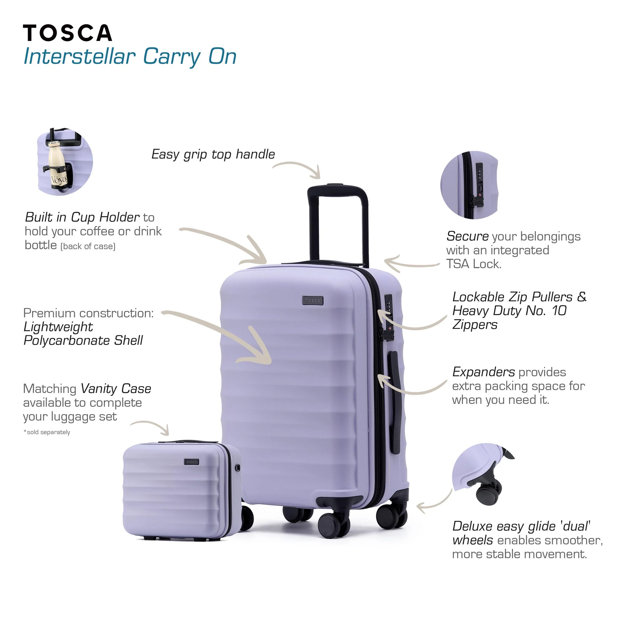 Tosca Interstellar 2.0 54cm-H Polycarbonate Carry-on Trolley Case TCA141C-Moss Green - Image 8