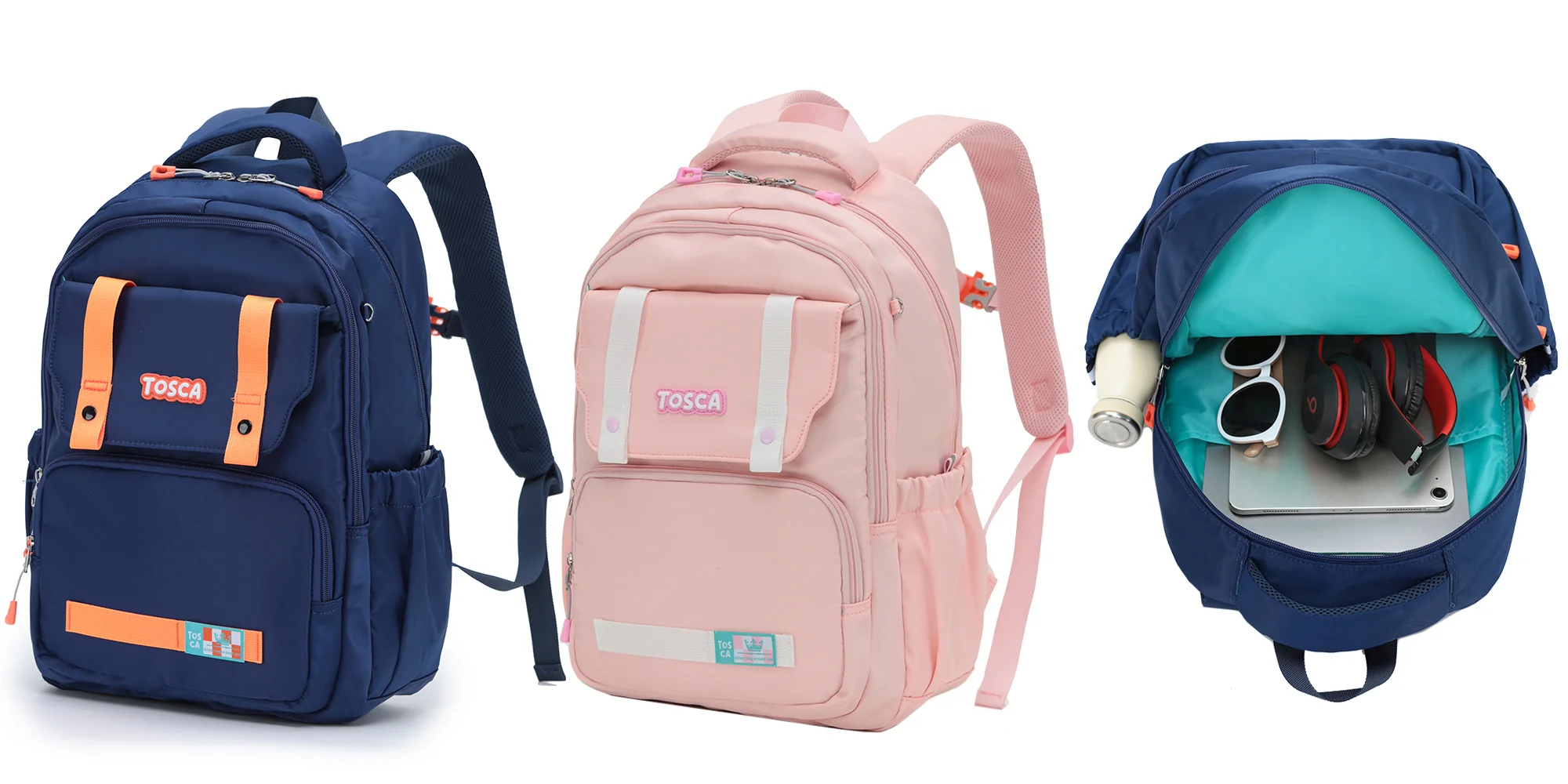 Tosca Kids Primary school 43cm-H Back pack TCA972-Black Grey - Image 5