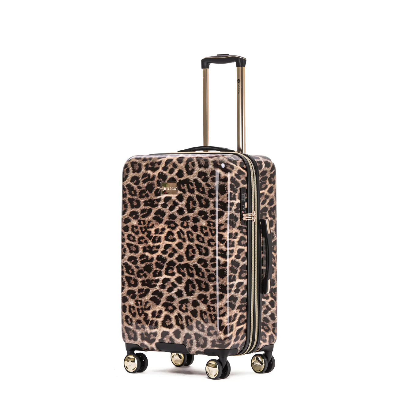 Tosca Checked Hard Side Leopard Collection 67cm Polycarbonate Trolley Suitcase TCA111B - Image 2