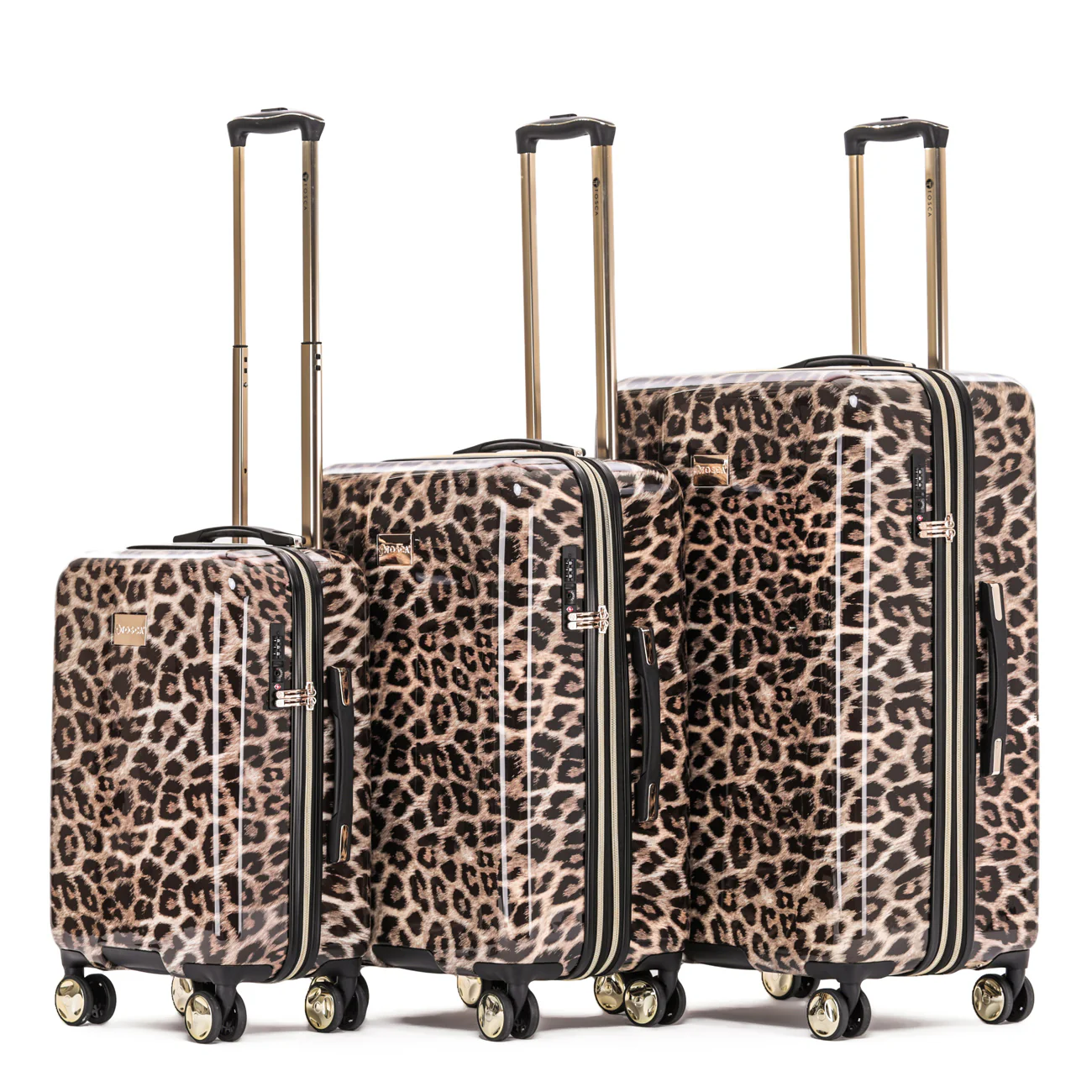Tosca Checked Hard Side Leopard Collection 67cm Polycarbonate Trolley Suitcase TCA111B - Image 6