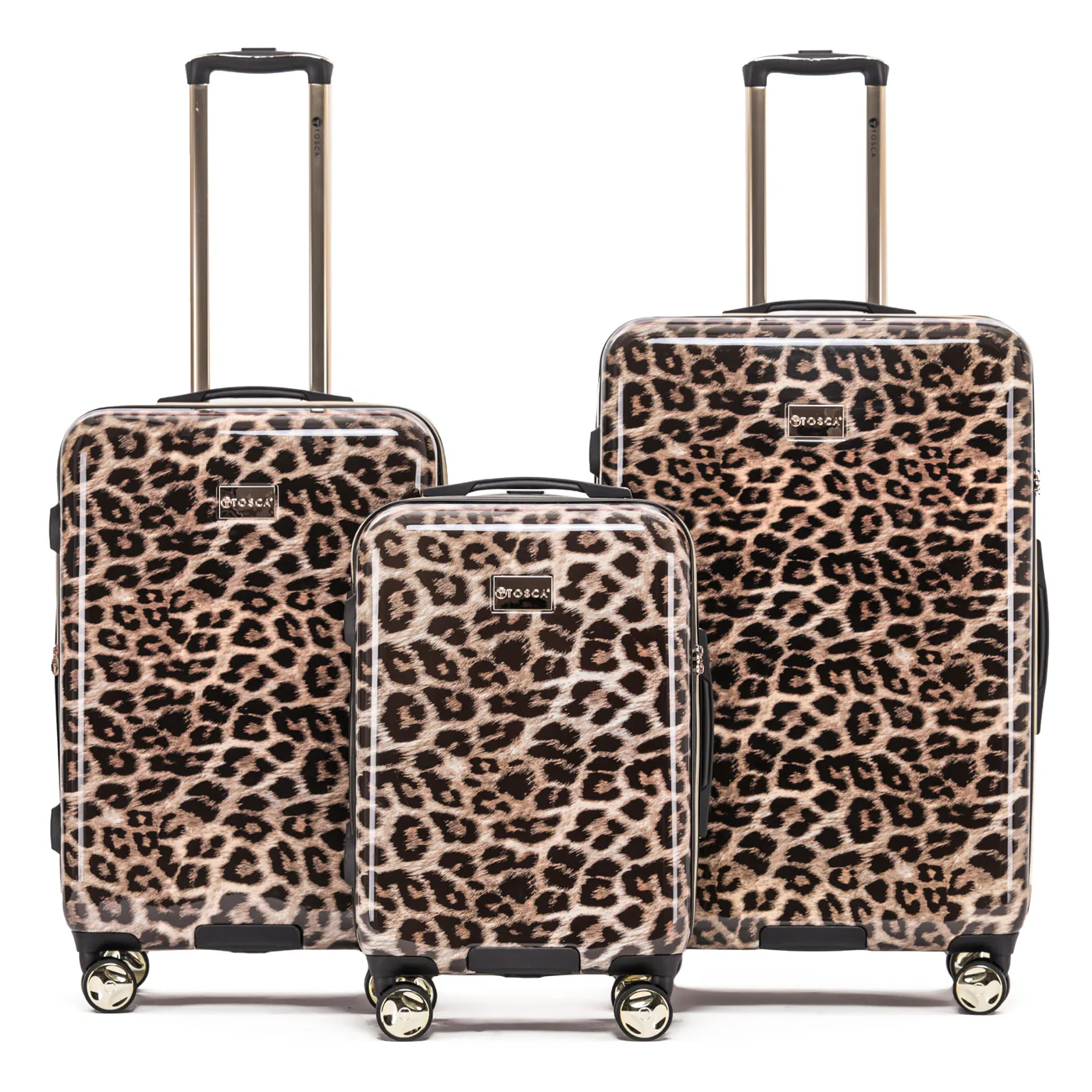 Tosca Checked Hard Side Leopard 78cm Collection Polycarbonate 4-Wheel Suitcase TCA111A Leopard - Image 7