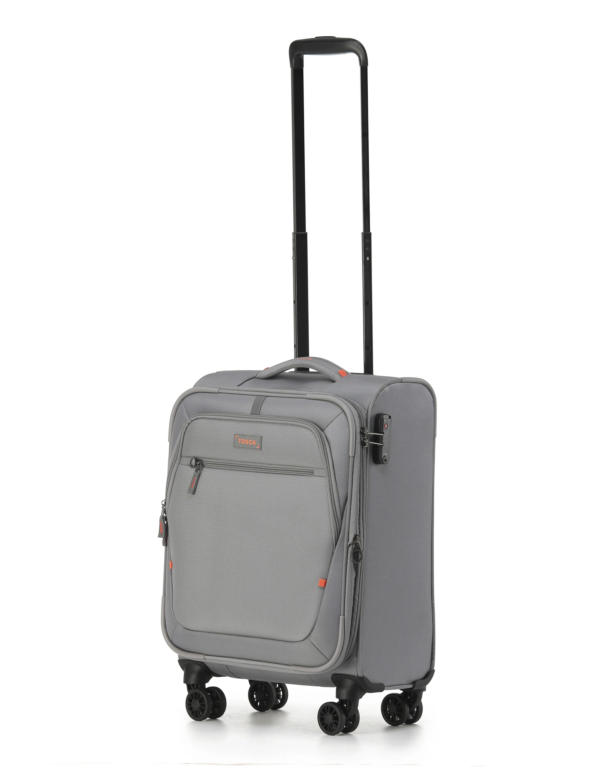 Tosca Luna-Lite Collection 52cm Softside carry-on four wheel trolley case TCA234C-Grey/Orange - Image 2