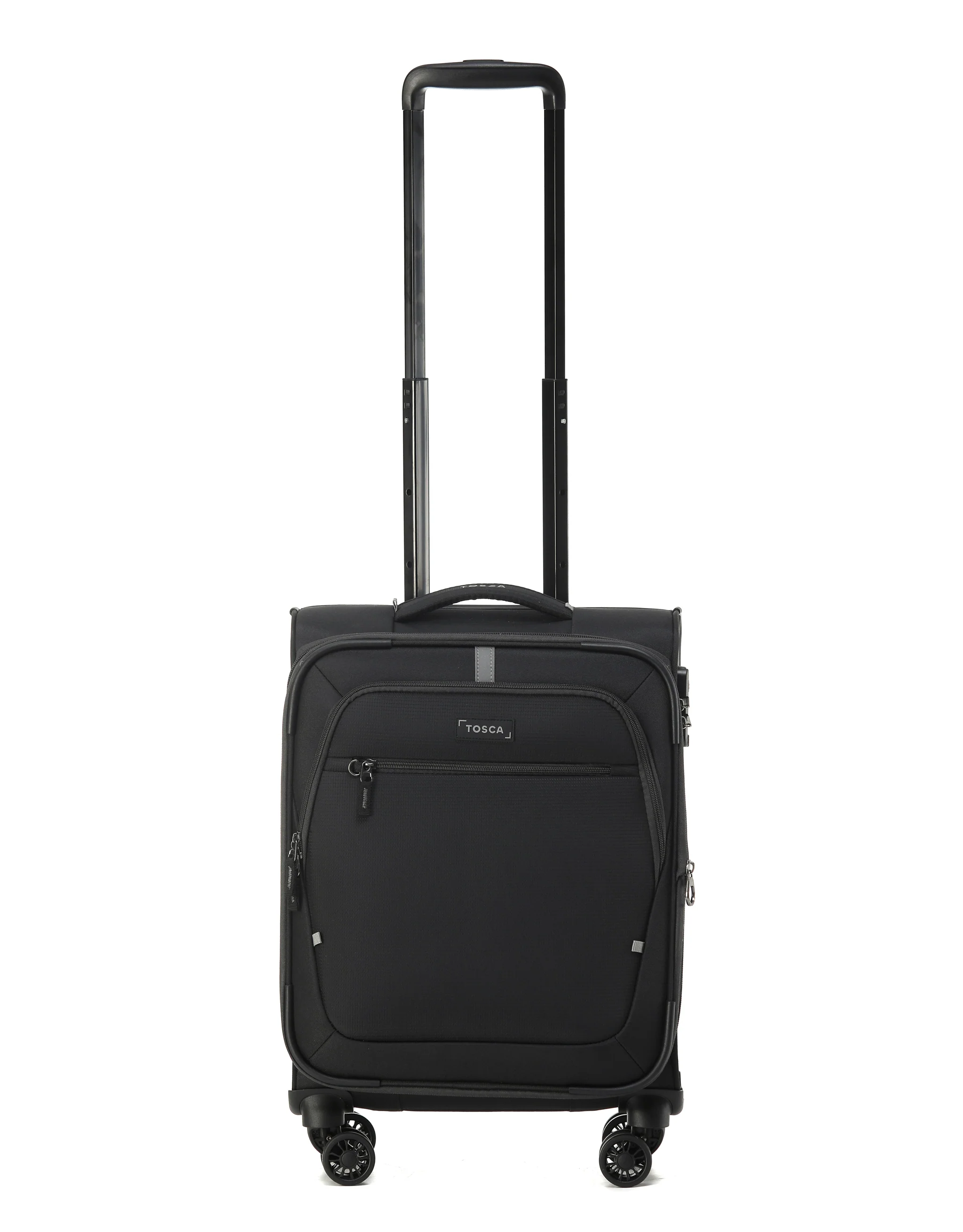 Tosca Luna-Lite Collection Full Set 77/65/52 Softside checked four-wheel trolley cases TCA234set-Black/Grey - Image 6