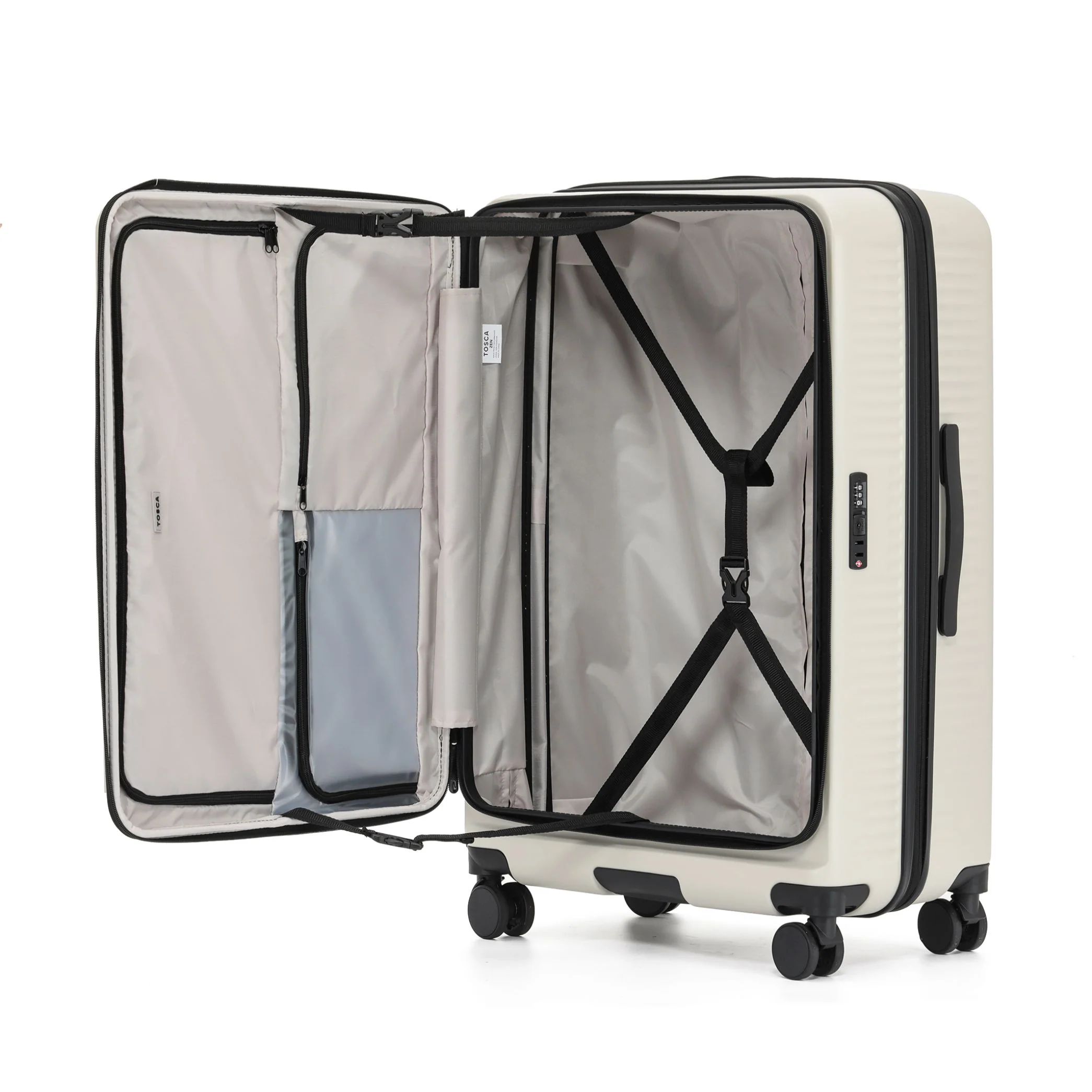 Tosca Zen Collection Polycarbonate Top Lid Zipper opening trolley cases Full-set 77/65/53cm TCA225 Stone - Image 3