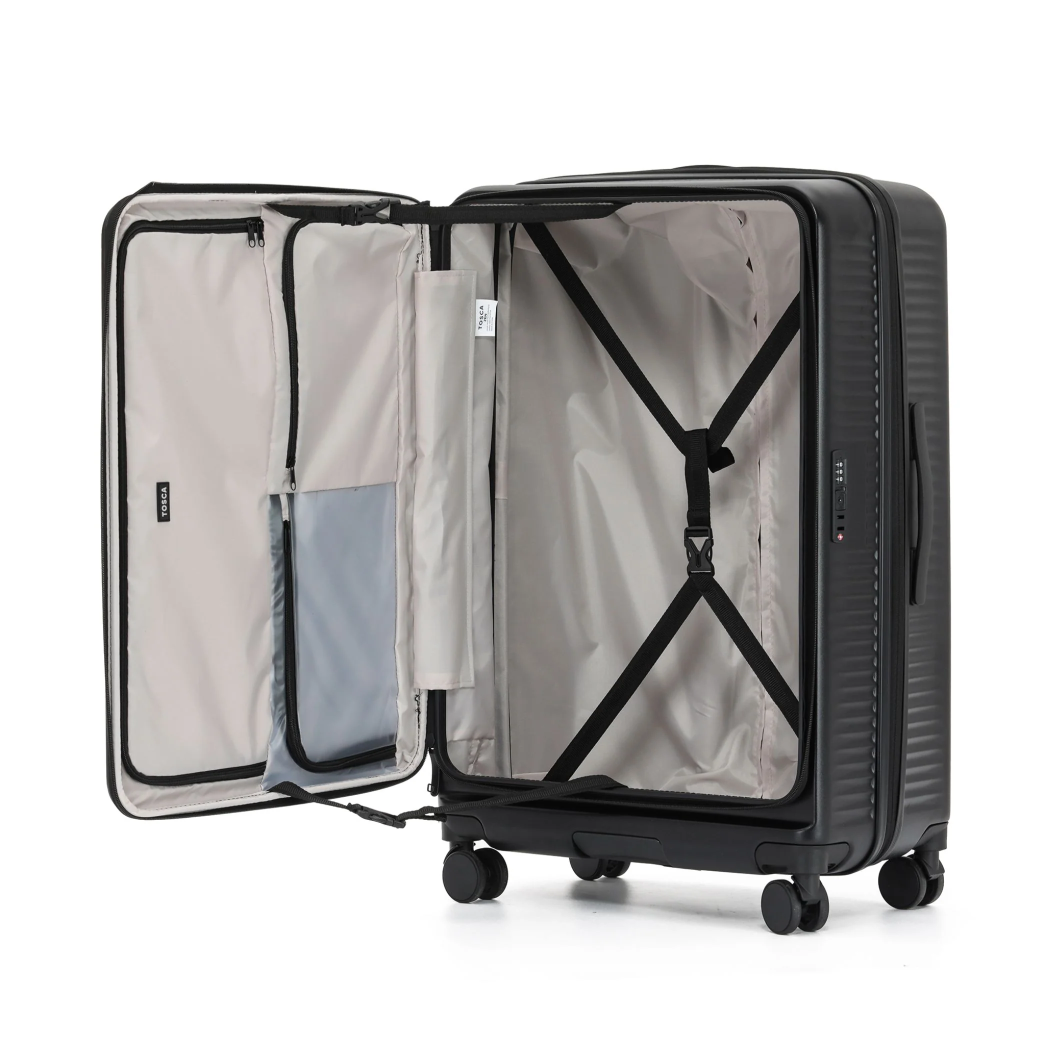 Tosca Zen Collection Top Lid Opening Polycarbonate Trolley luggage Full set 77/65/55cm TCA225 Black - Image 2