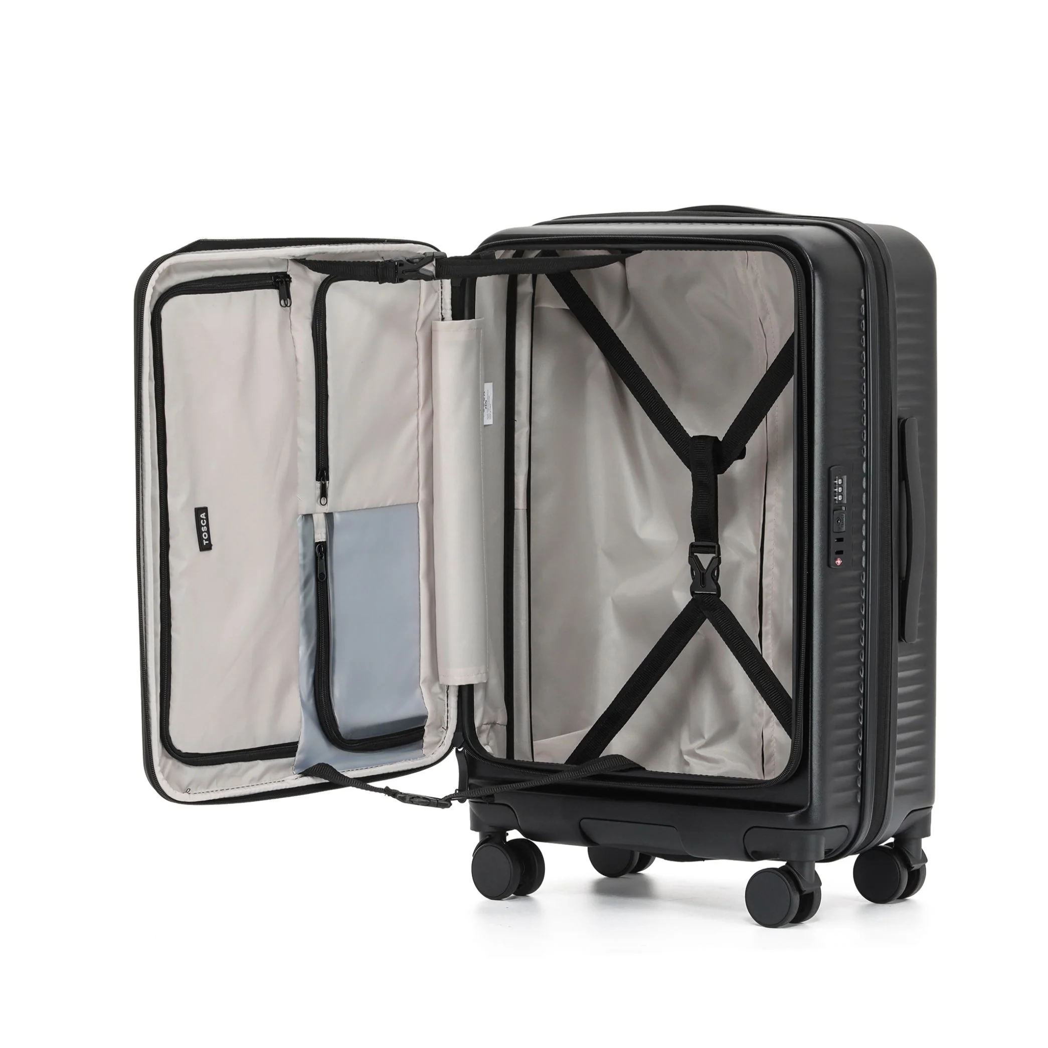 Tosca Zen Collection Top Lid Zipper opening Polycarbonate 65cm-H Trolley case TCA225B-Black - Image 3