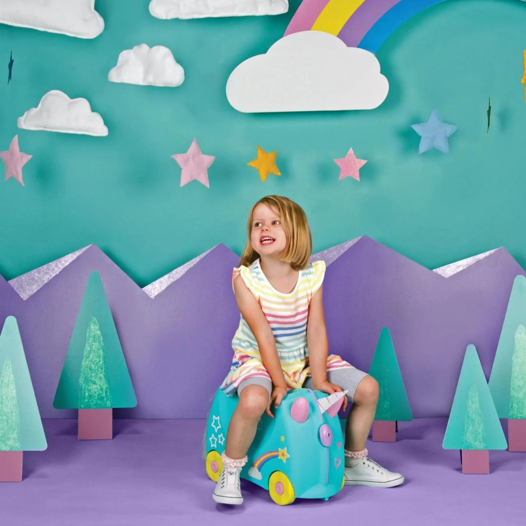 TRUNKI Kids ride-on hard side carry on suitcase TO287-GB01 Una Unicorn - Image 5